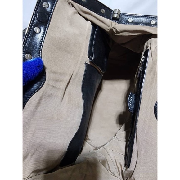 SOLD***Authentic VERSACE Embossed Frame Leather Satchel Black - Picture 15 of 15